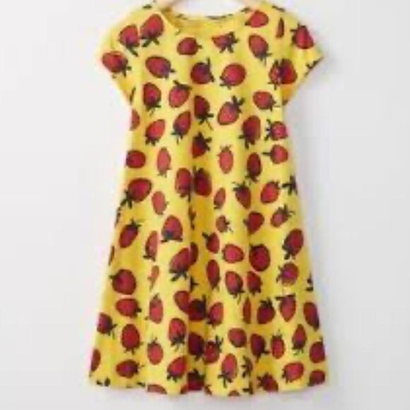 Hanna Andersson Yellow Strawberry Print Dress Sz 110cm - Picture 1 of 5